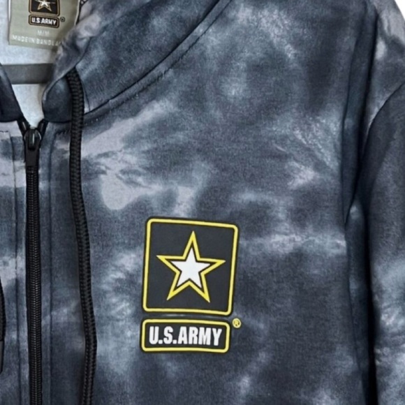 U.S. Army Black and Gray Full Zip Front Hoodie Jacket NWT Size M - Picture 6 of 11